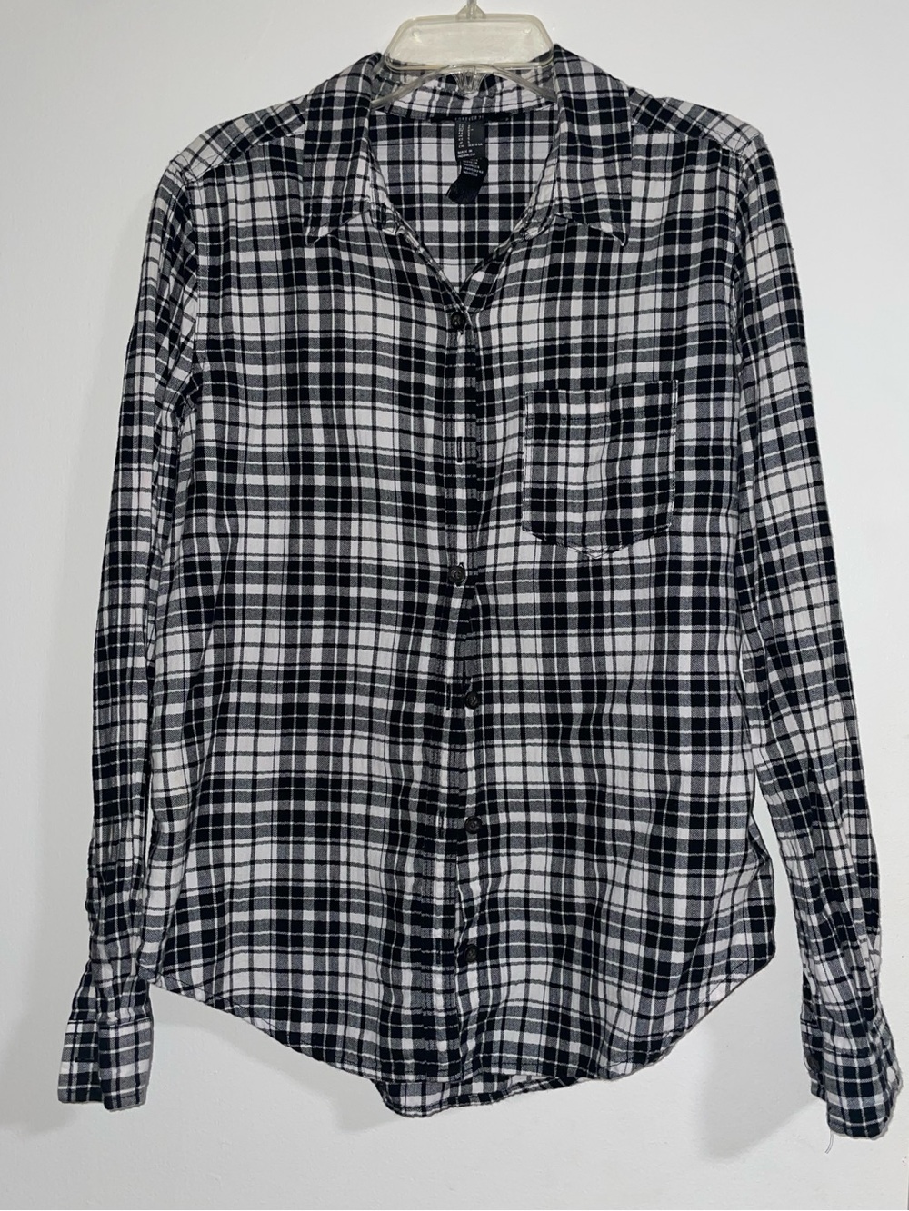 Forever 21 Black and White Plaid Button-Down Shirt